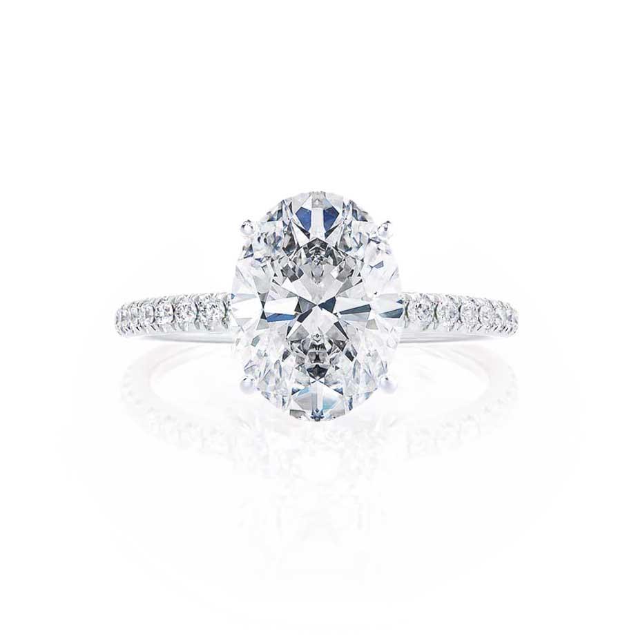 0.90 CT Oval Shaped Moissanite Solitaire Pave Setting Engagement Ring 6 0.90 CT Oval Shaped Moissanite Solitaire Pave Setting Engagement Ring 6
