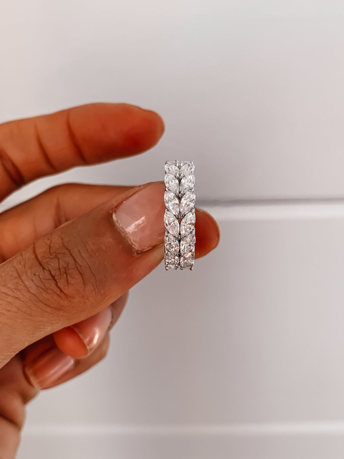 7.5 CT Marquise Shaped Lab Grown Diamond Wedding Band