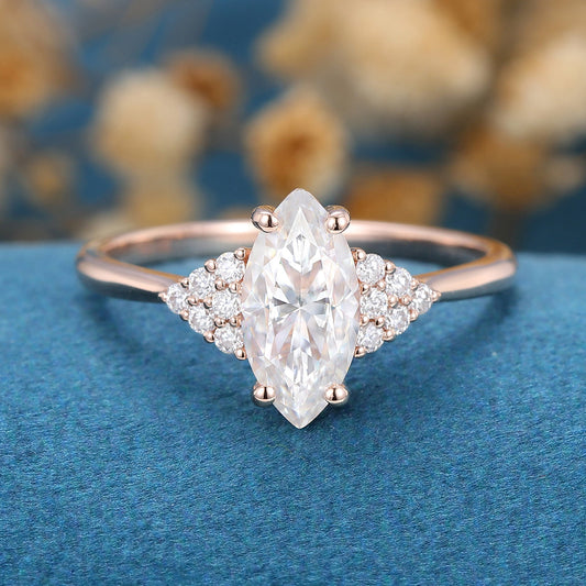 Marquise Cluster Lab Grown Diamond Engagement Ring