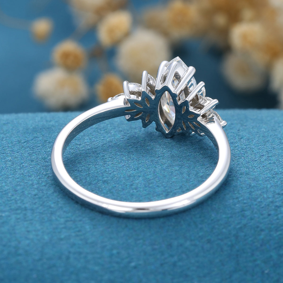 Marquise Cluster Lab Grown Diamond Engagement Ring