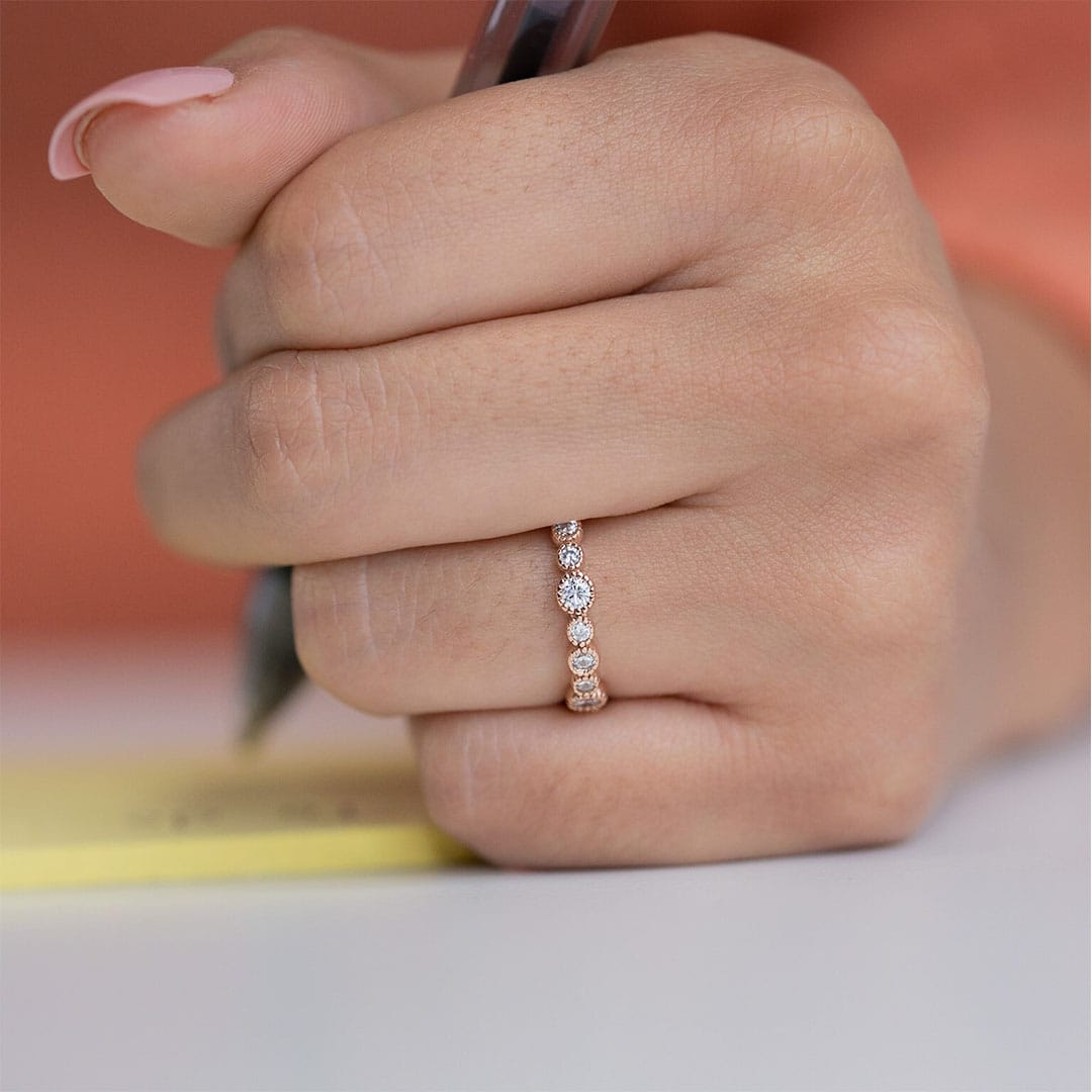 0.20 TCW Round Cut Full Eternity Moissanite Wedding Band 1 0.20 TCW Round Cut Full Eternity Moissanite Wedding Band 1