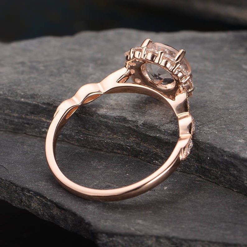 1.0 CT Round Cut Halo Moissanite Engagement Ring 4 1.0 CT Round Cut Halo Moissanite Engagement Ring 4