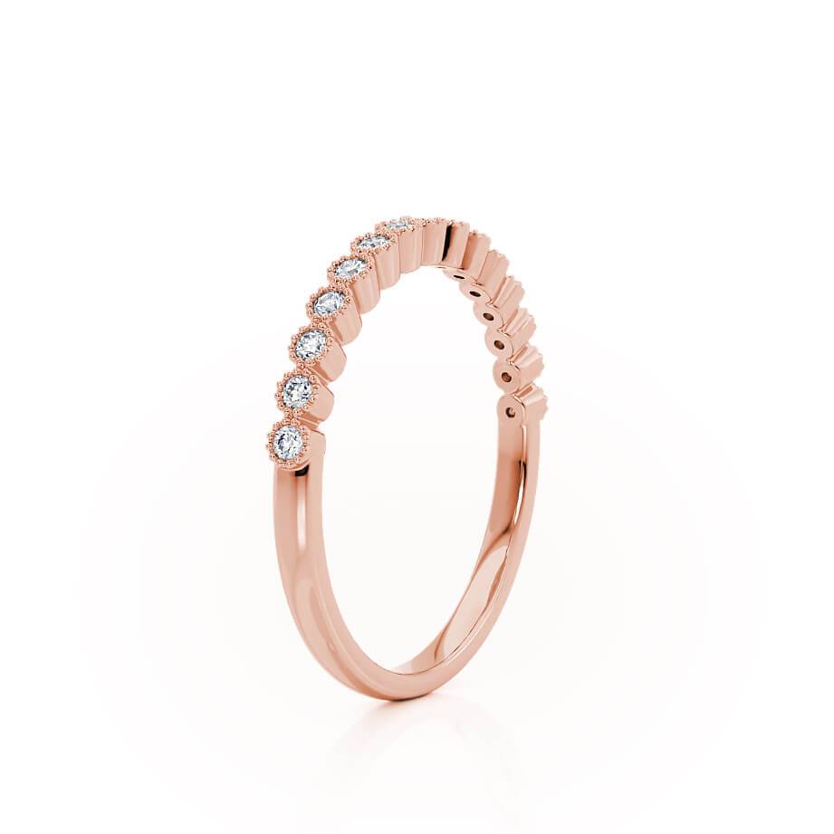 0.14 CT Round Shaped Moissanite Curved Style Wedding Band 3 0.14 CT Round Shaped Moissanite Curved Style Wedding Band 3
