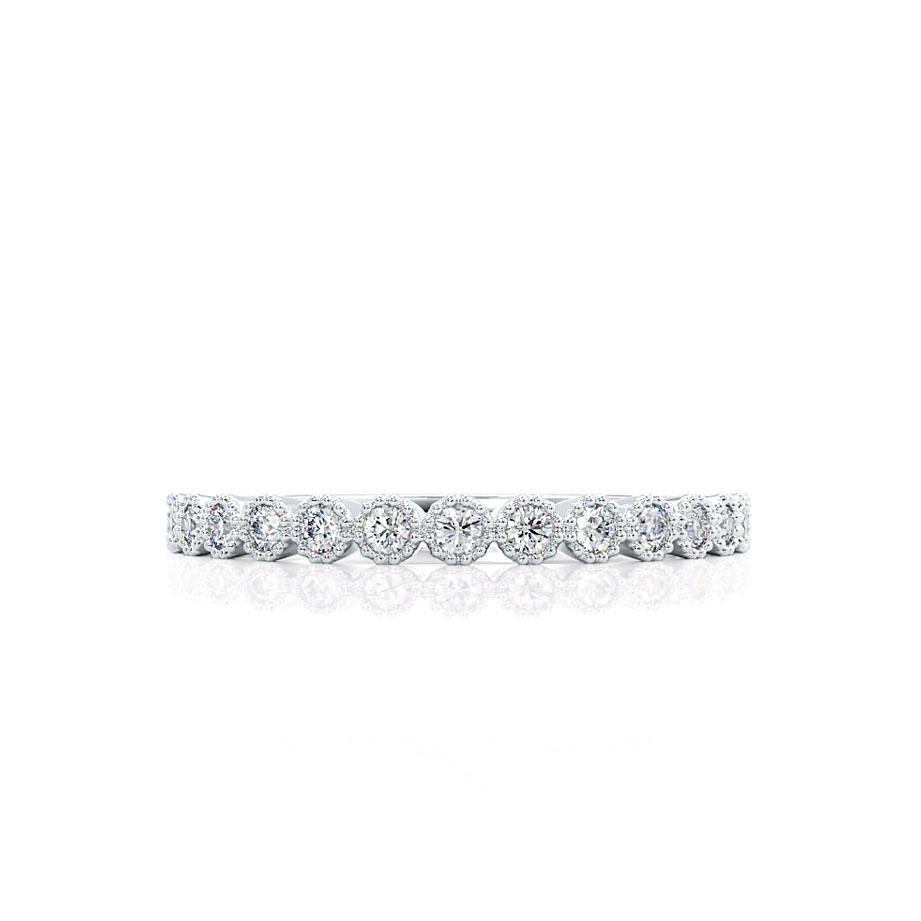 0.14 CT Round Shaped Moissanite Half Eternity Style Wedding Band 1 0.14 CT Round Shaped Moissanite Half Eternity Style Wedding Band 1