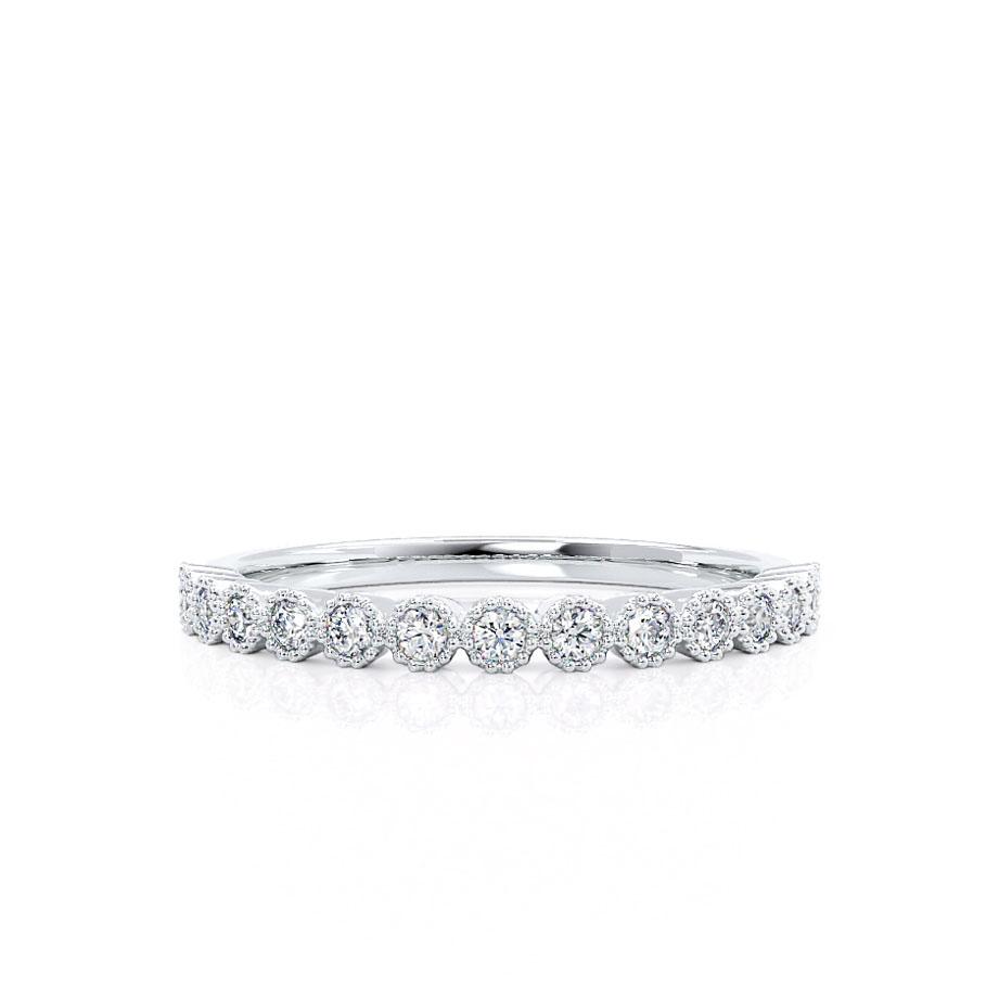 0.14 CT Round Shaped Moissanite Half Eternity Style Wedding Band 3 0.14 CT Round Shaped Moissanite Half Eternity Style Wedding Band 3