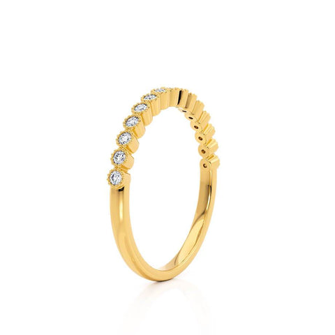 0.14 CT Round Shaped Moissanite Milgrain Style Wedding Band 3 0.14 CT Round Shaped Moissanite Milgrain Style Wedding Band 3