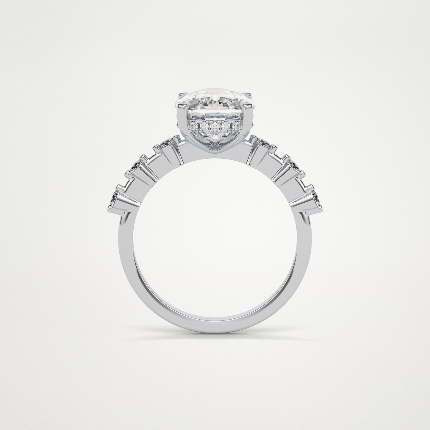 Cushion Dainty Pave Lab Grown Diamond Engagement Ring