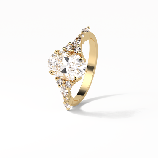 Oval Cluster Lab Grown Diamond Engagement Ring