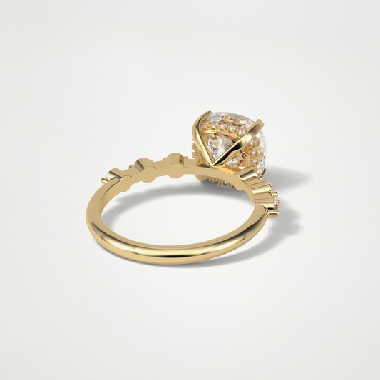 Cushion Hidden Halo & Dainty Pave Lab Grown Diamond Engagement Ring