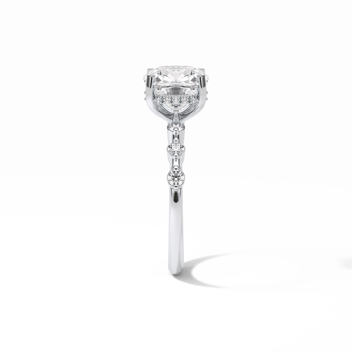 Cushion Hidden Halo & Dainty Pave Lab Grown Diamond Engagement Ring
