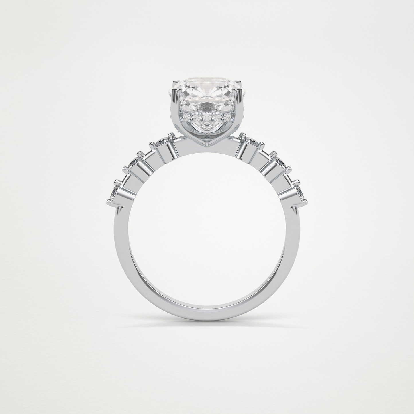 Cushion Hidden Halo & Dainty Pave Lab Grown Diamond Engagement Ring