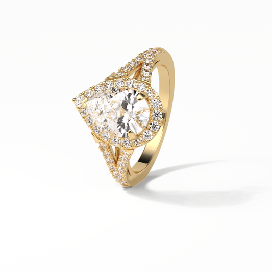 Oval Halo & Split Shank Lab Grown Diamond Engagement Ring