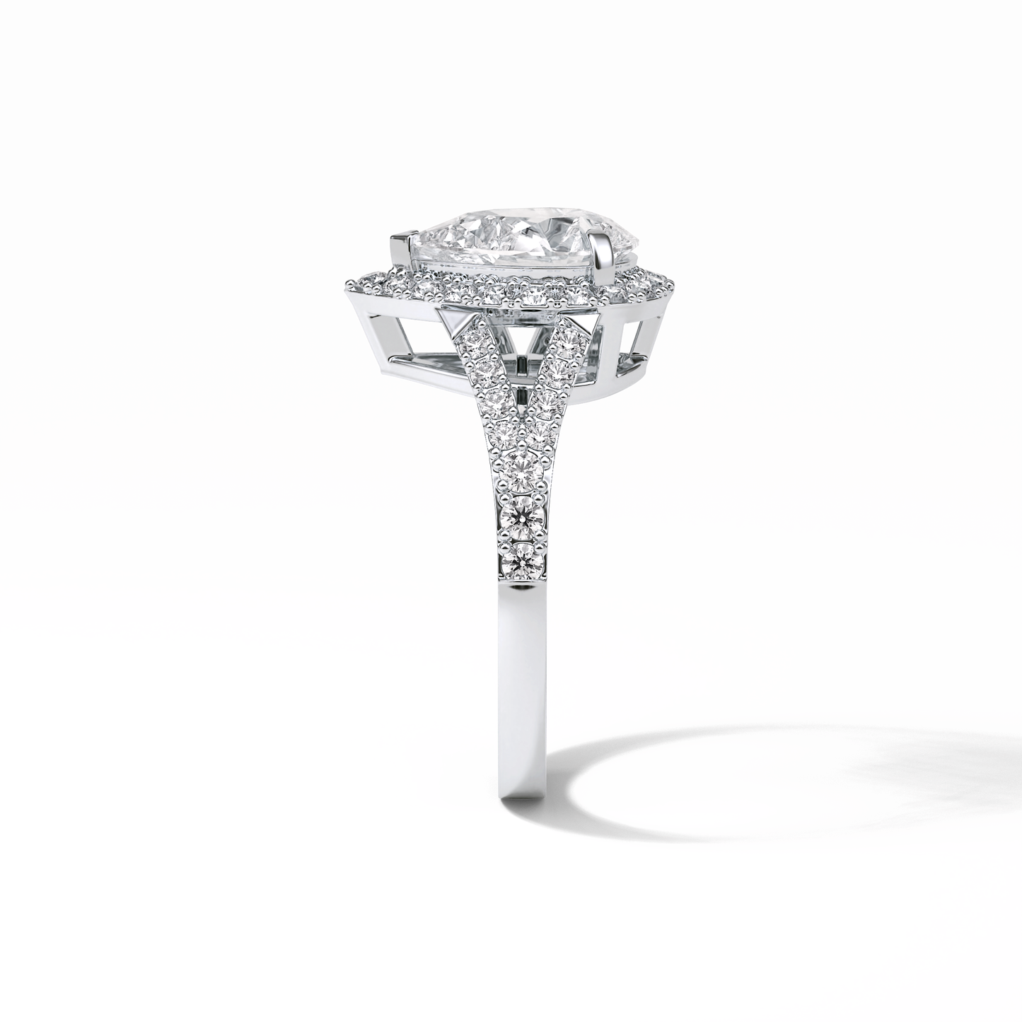 Oval Halo & Split Shank Lab Grown Diamond Engagement Ring