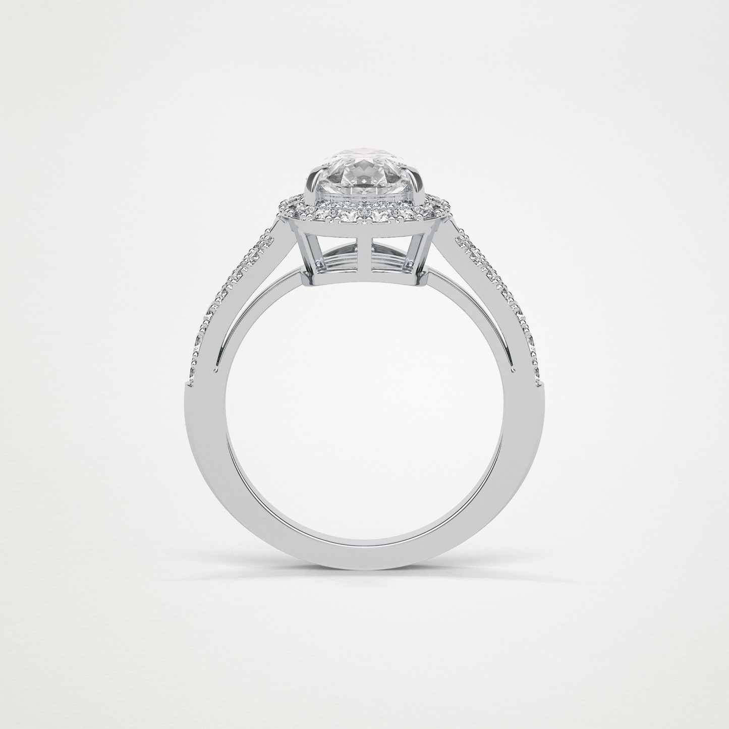 Oval Halo & Split Shank Lab Grown Diamond Engagement Ring