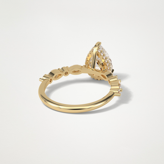 Pear Dainty Pave Lab Grown Diamond Engagement Ring