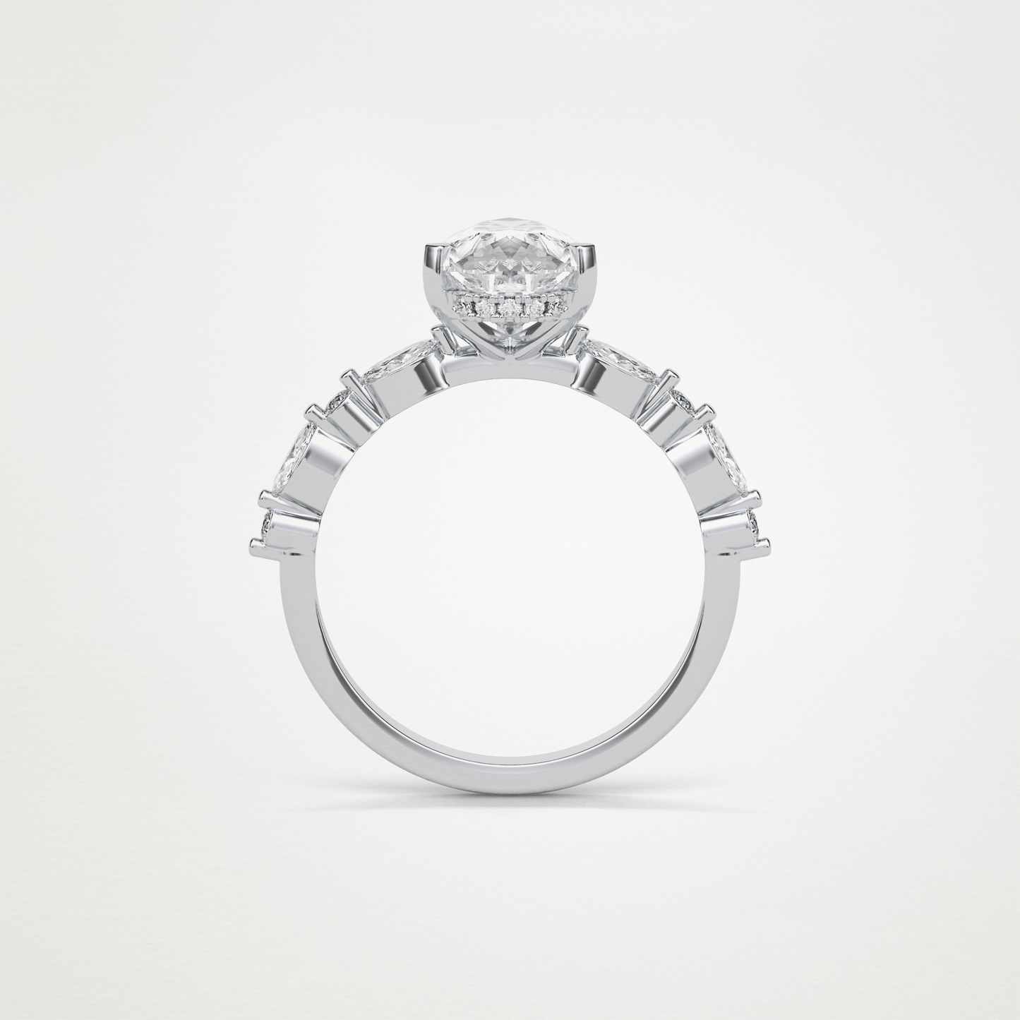 Pear Dainty Pave Lab Grown Diamond Engagement Ring
