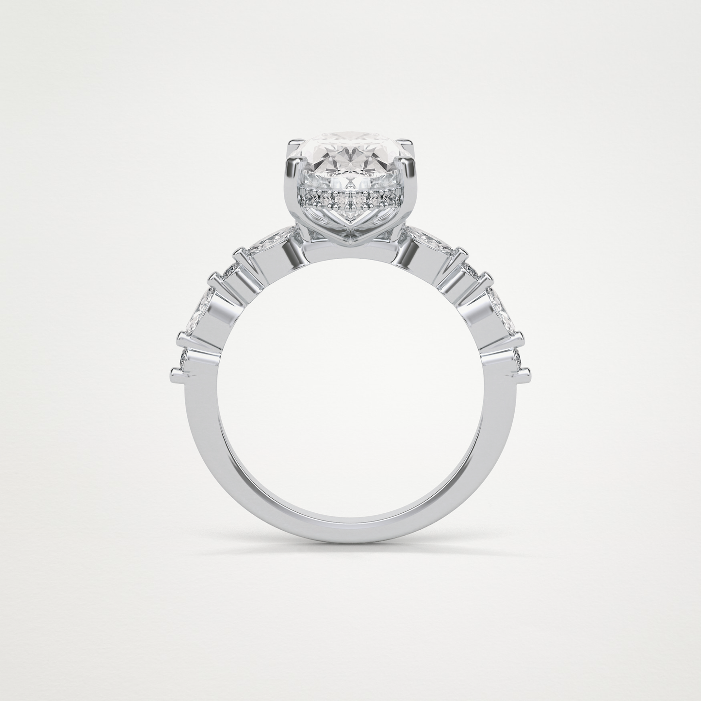 Oval Hidden Halo & Dainty Lab Grown Diamond Engagement Ring