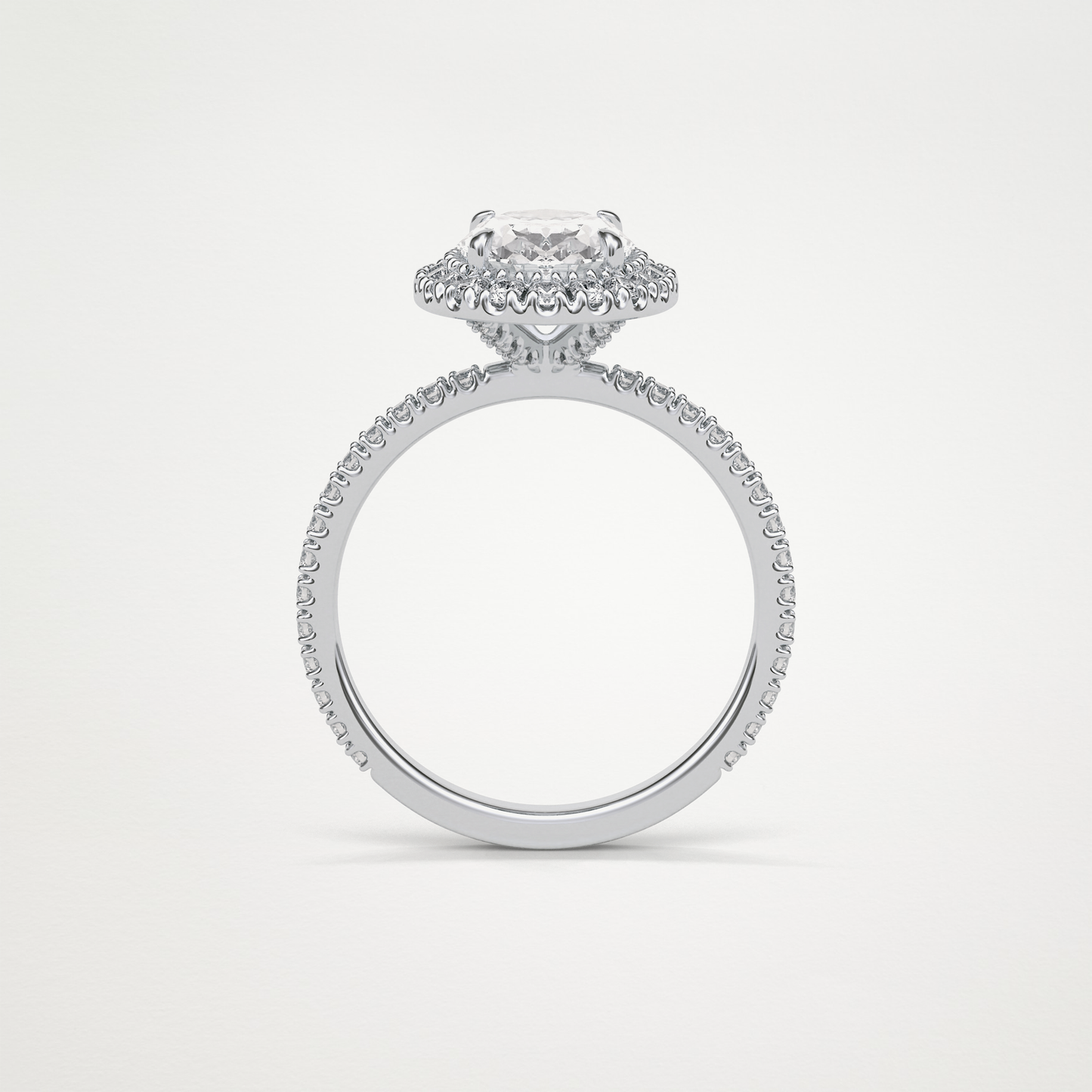 Oval Halo & Pave Lab Grown Diamond Engagement Ring