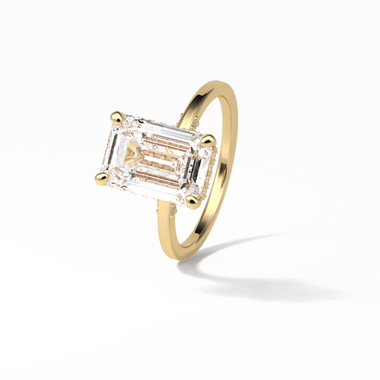 Emerald Hidden Halo Lab Grown Diamond Engagement Ring