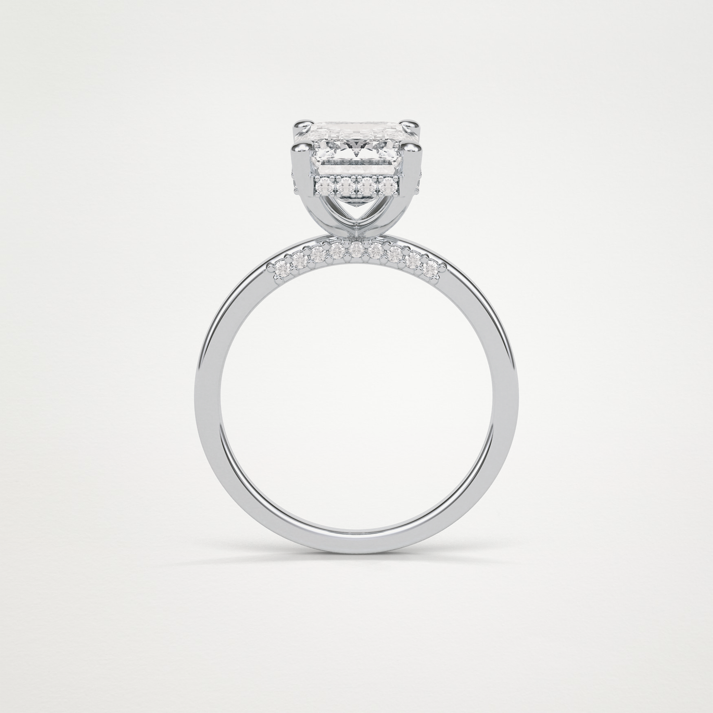 Emerald Hidden Halo Lab Grown Diamond Engagement Ring