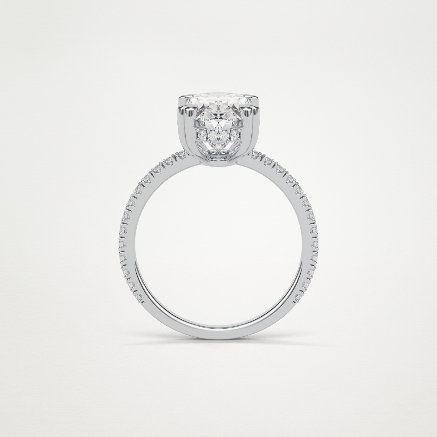 Oval Hidden Halo & Pave Lab Grown Diamond Engagement Ring