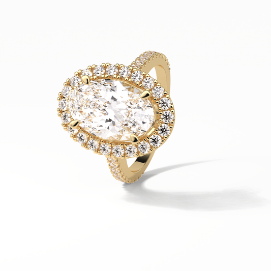 Oval Halo & Pave Lab Grown Diamond Engagement Ring