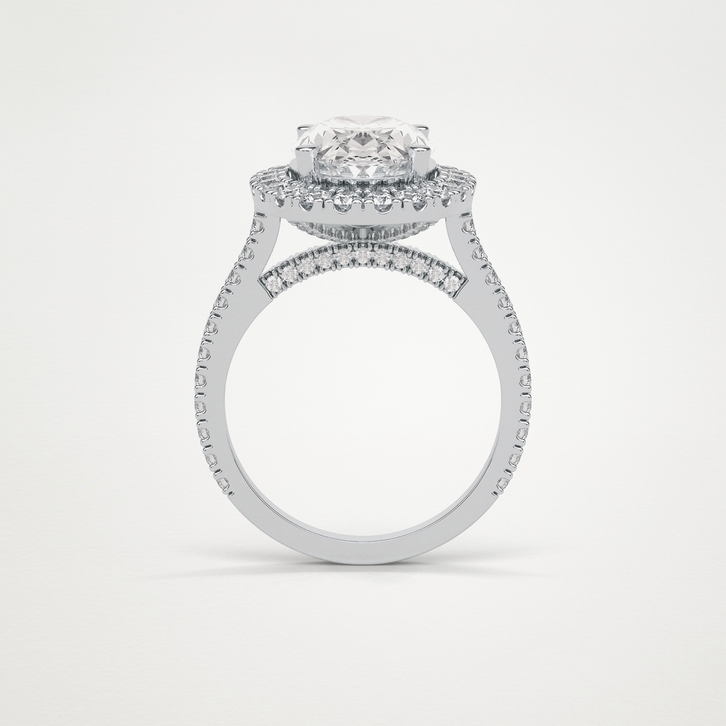 Oval Halo & Pave Lab Grown Diamond Engagement Ring