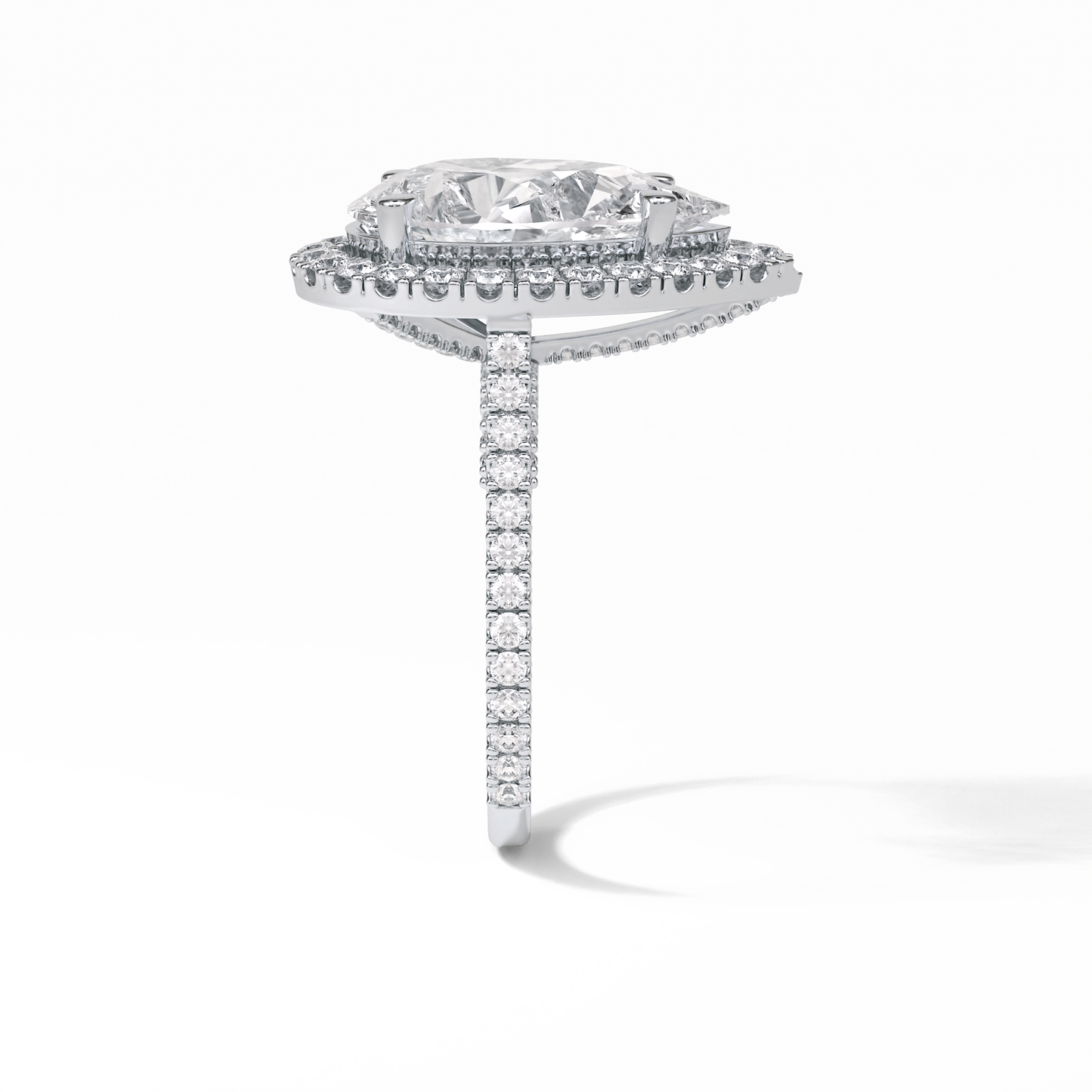 Pear Halo & Pave Lab Grown Diamond Engagement Ring