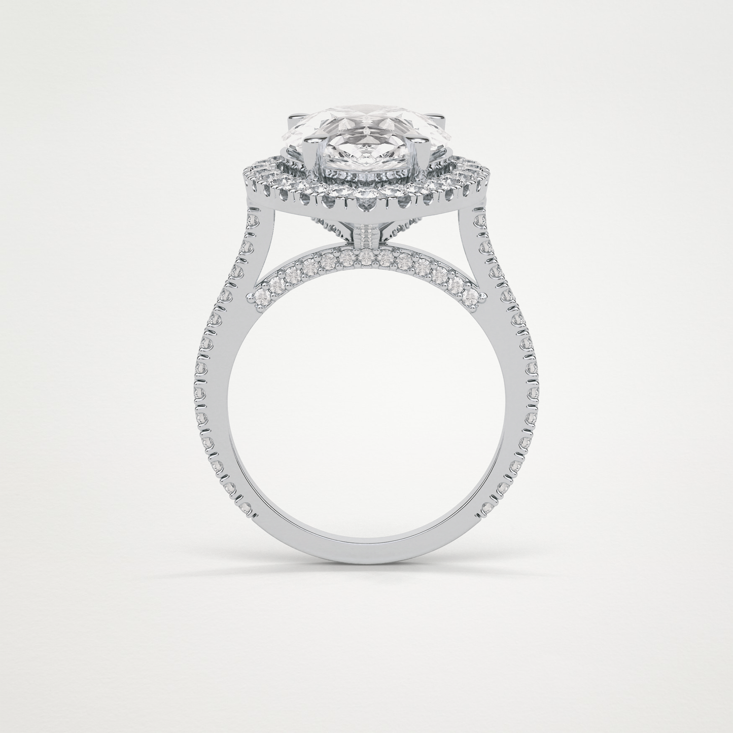Pear Halo & Pave Lab Grown Diamond Engagement Ring