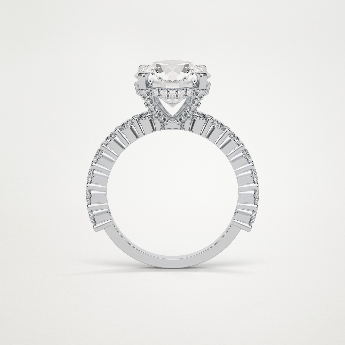 Round Hidden Halo & Pave Lab Grown Diamond Engagement Ring