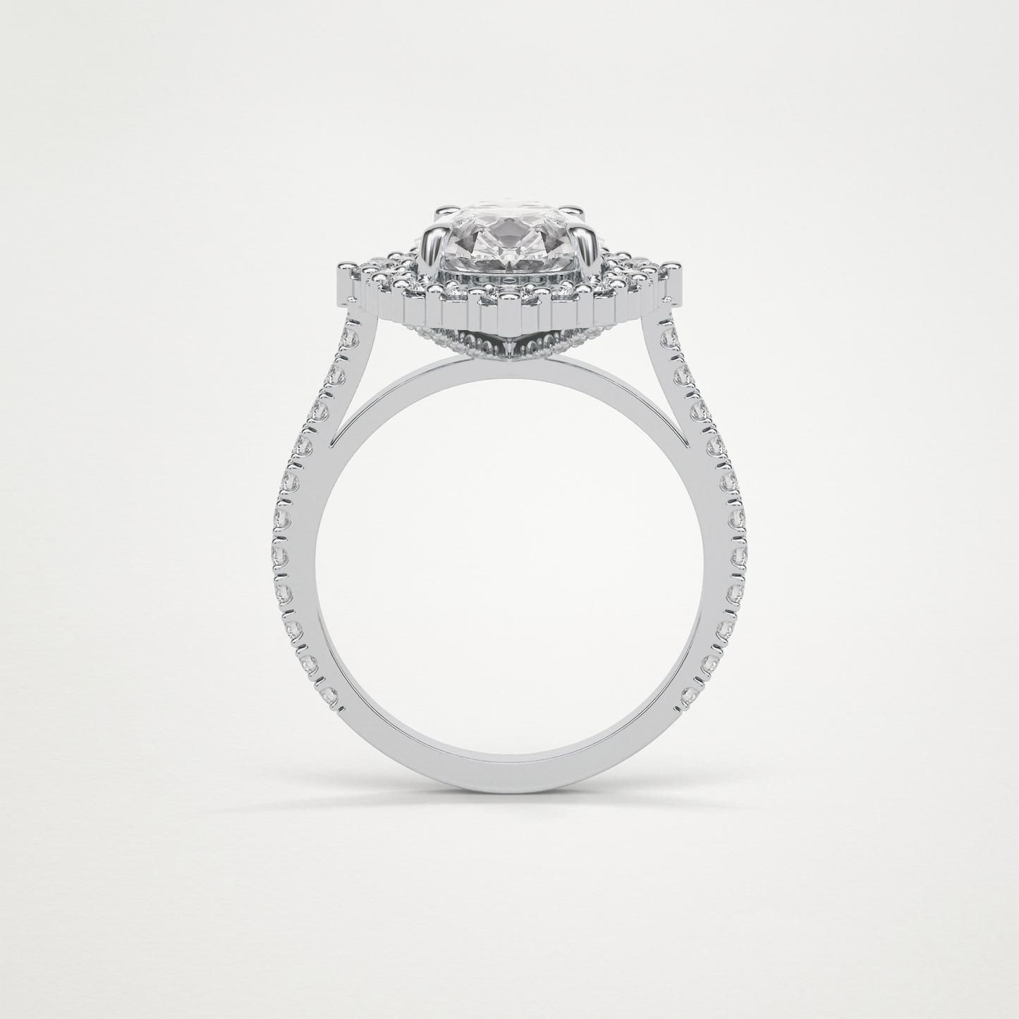 Pear Halo & Pave Lab Grown Diamond Engagement Ring