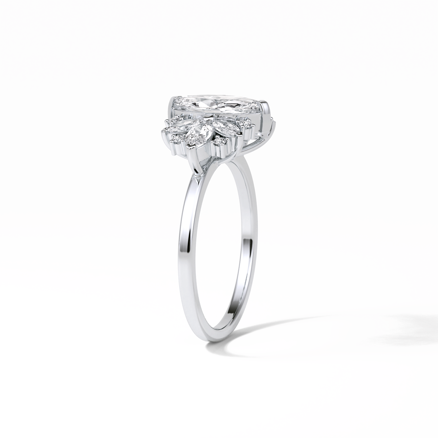 Marquise Cluster Lab Grown Diamond Engagement Ring