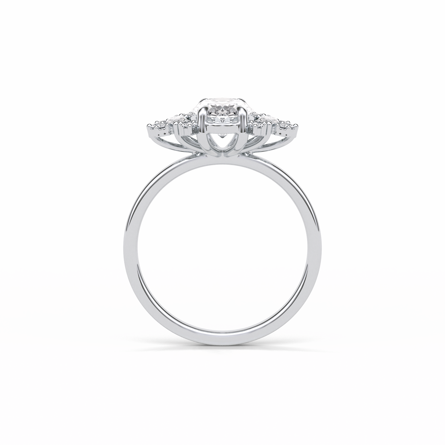 Oval Cluster Lab Grown Diamond Engagement Ring