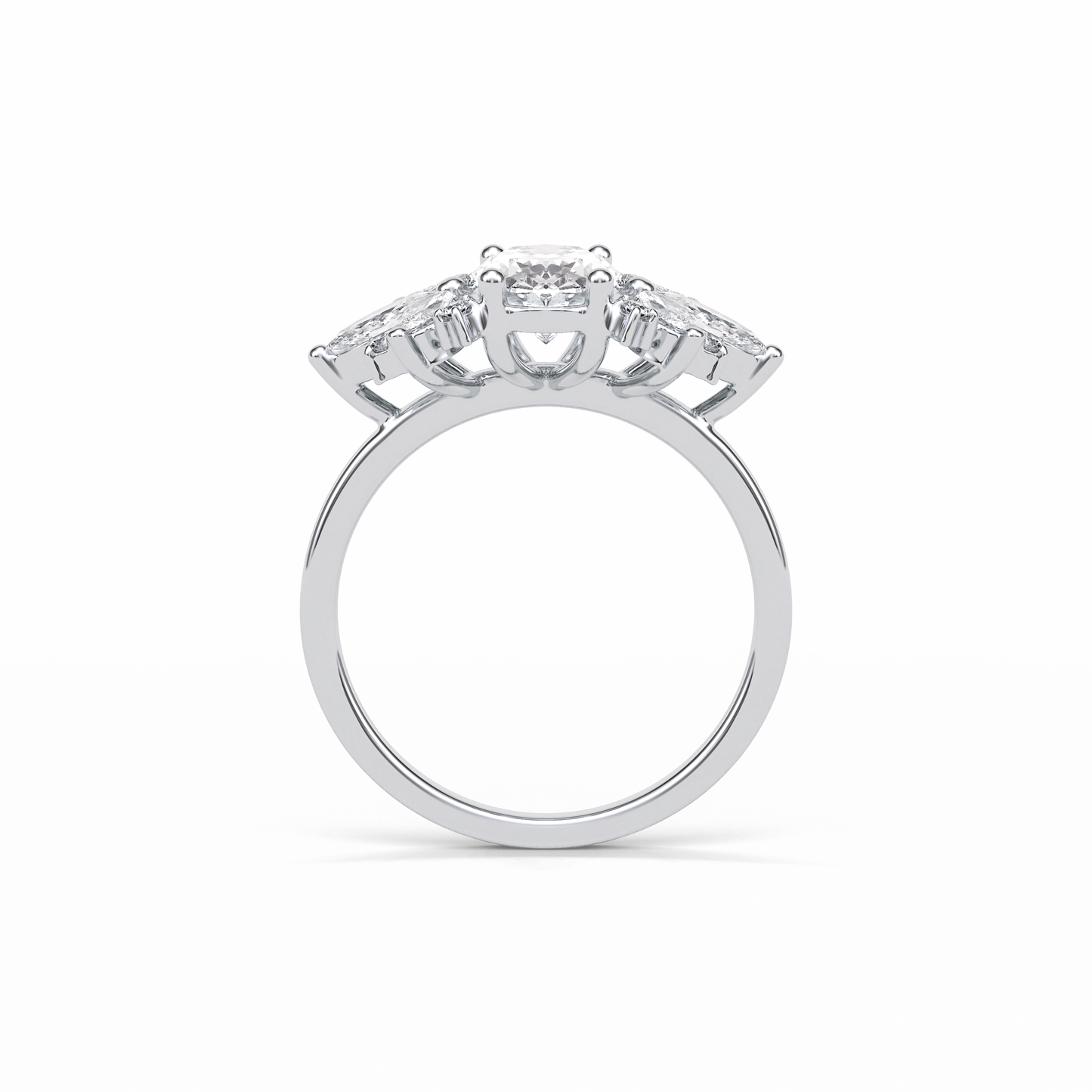 Oval Cluster Lab Grown Diamond Engagement Ring