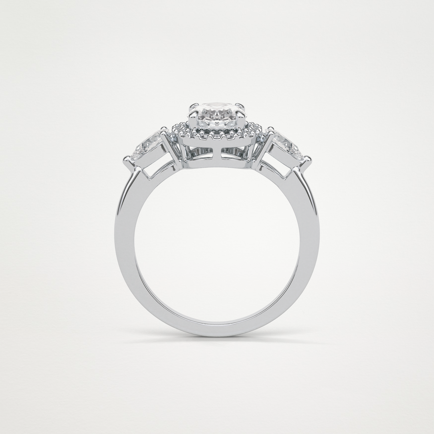 Oval Halo & Three Stones Lab Grown Diamond Engagement Ring