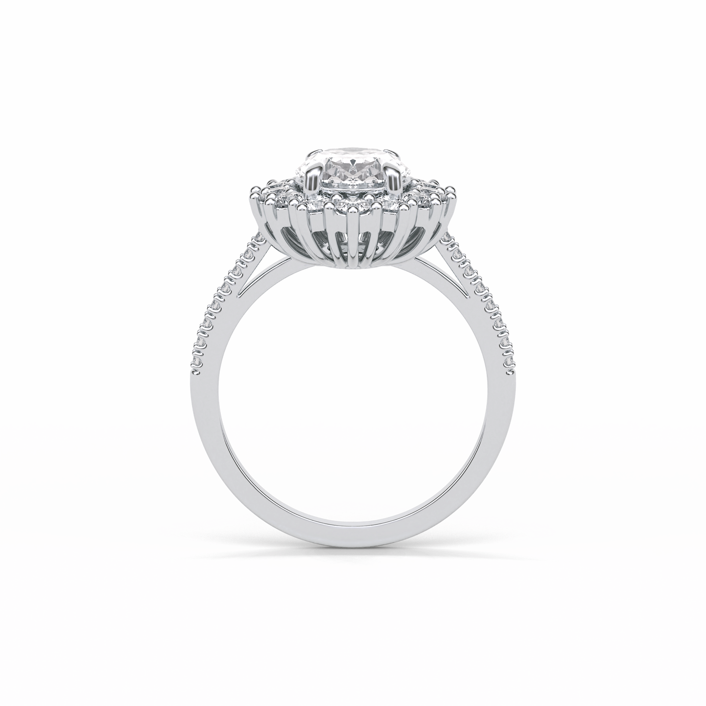 Oval Halo & Pave Lab Grown Diamond Engagement Ring