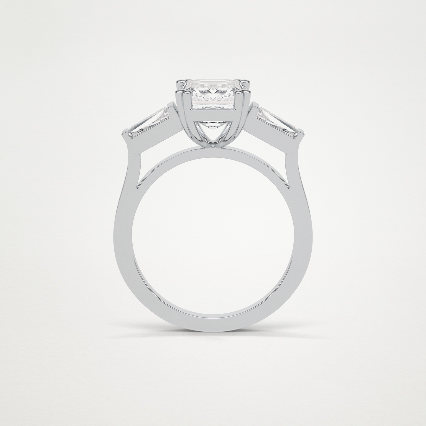 Emerald Three Stones Lab Grown Diamond Engagement Ring