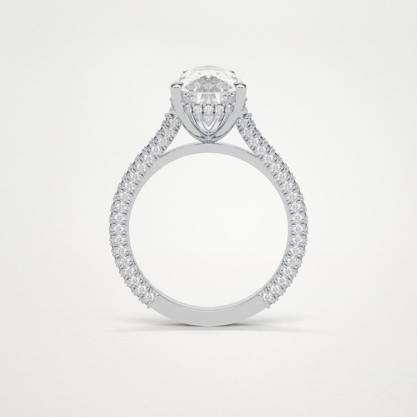 Pear Pave & Hidden Halo Lab Grown Diamond Engagement Ring