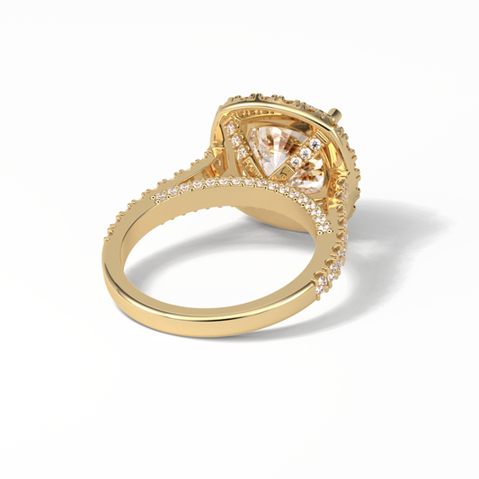 Cushion Pave & Hidden Halo Lab Grown Diamond Engagement Ring
