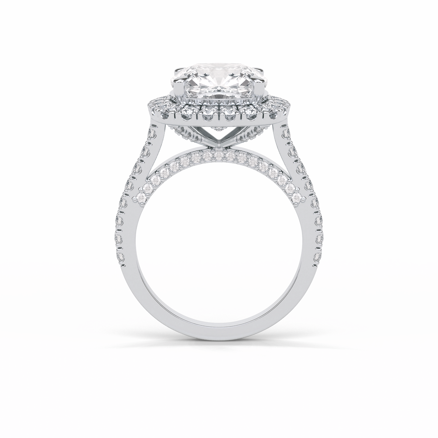 Cushion Pave & Hidden Halo Lab Grown Diamond Engagement Ring