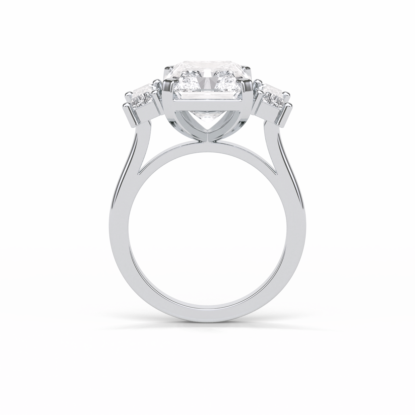 Radiant Three Stones Lab Grown Diamond Engagement Ring