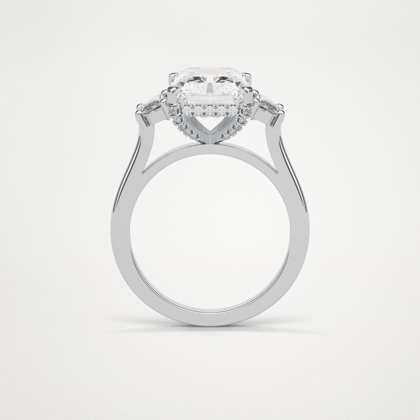 Radiant Three Stones Lab Grown Diamond Engagement Ring