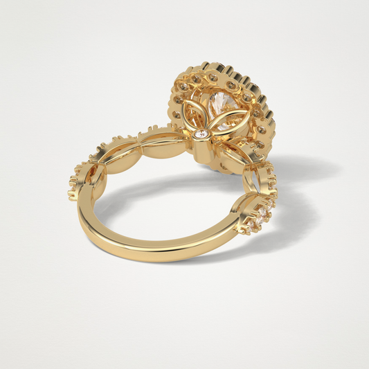 Oval Pave and Halo Lab Grown Diamond Engagement Ring