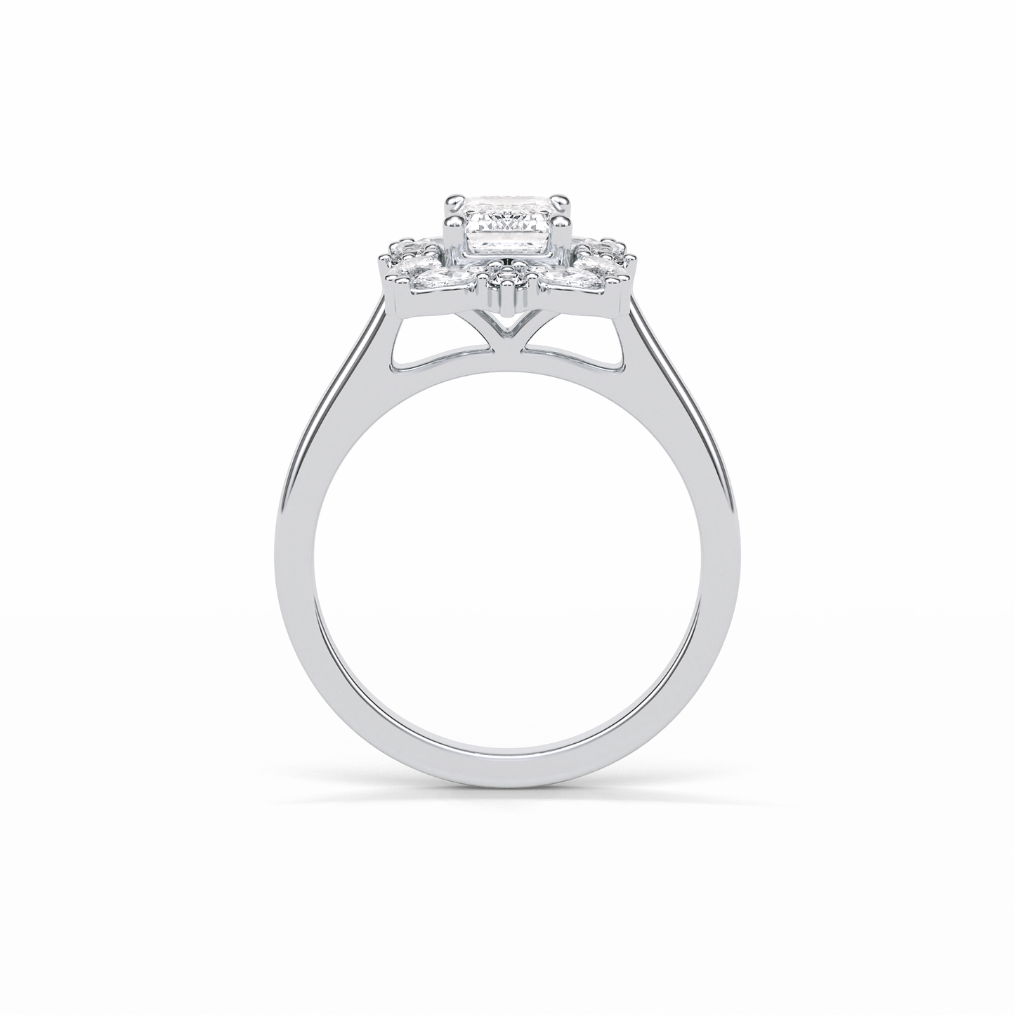 Emerald Cluster Lab Grown Diamond Engagement Ring
