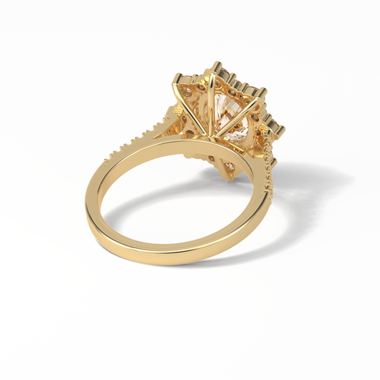 Oval Pave & Halo Lab Grown Diamond Engagement Ring