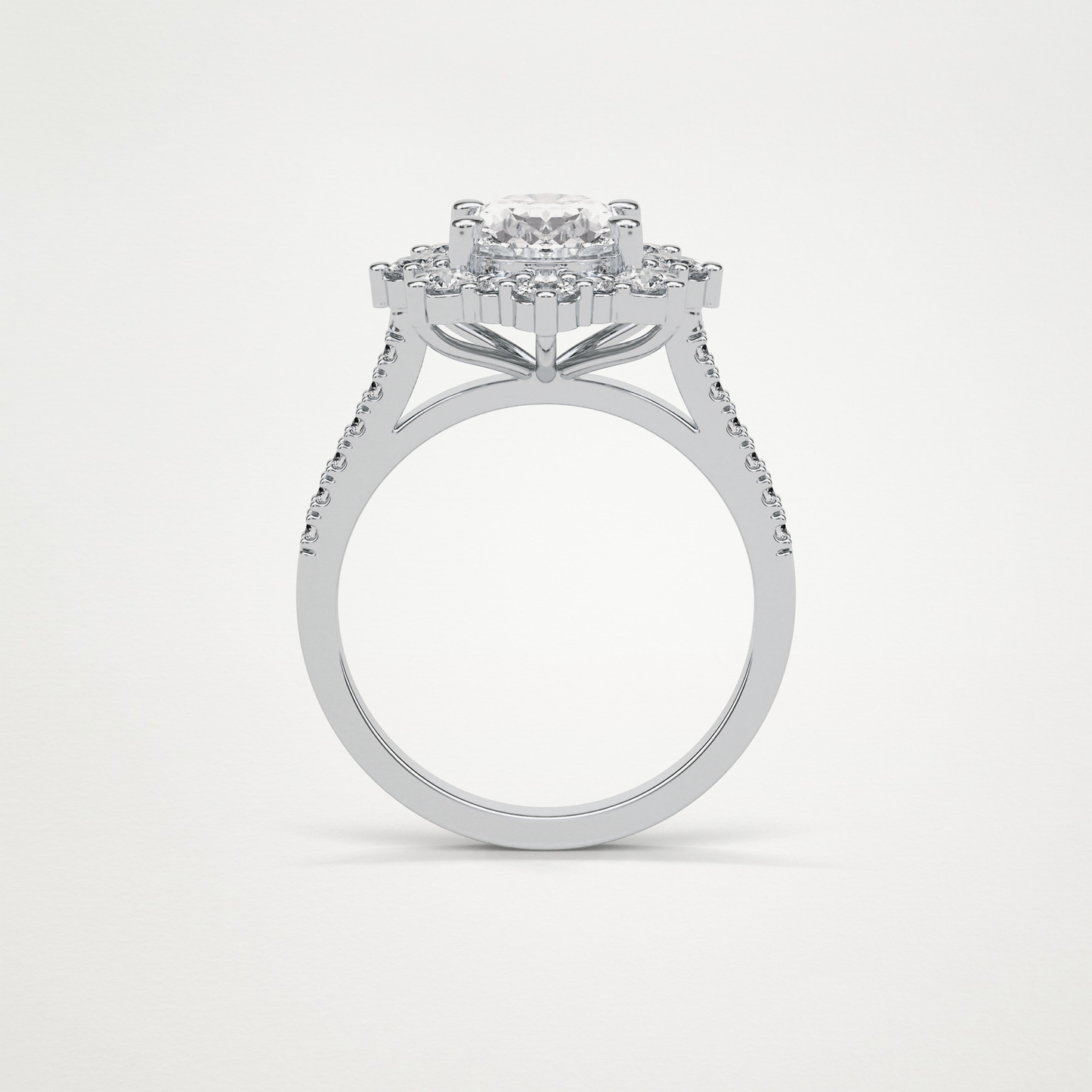 Oval Pave & Halo Lab Grown Diamond Engagement Ring