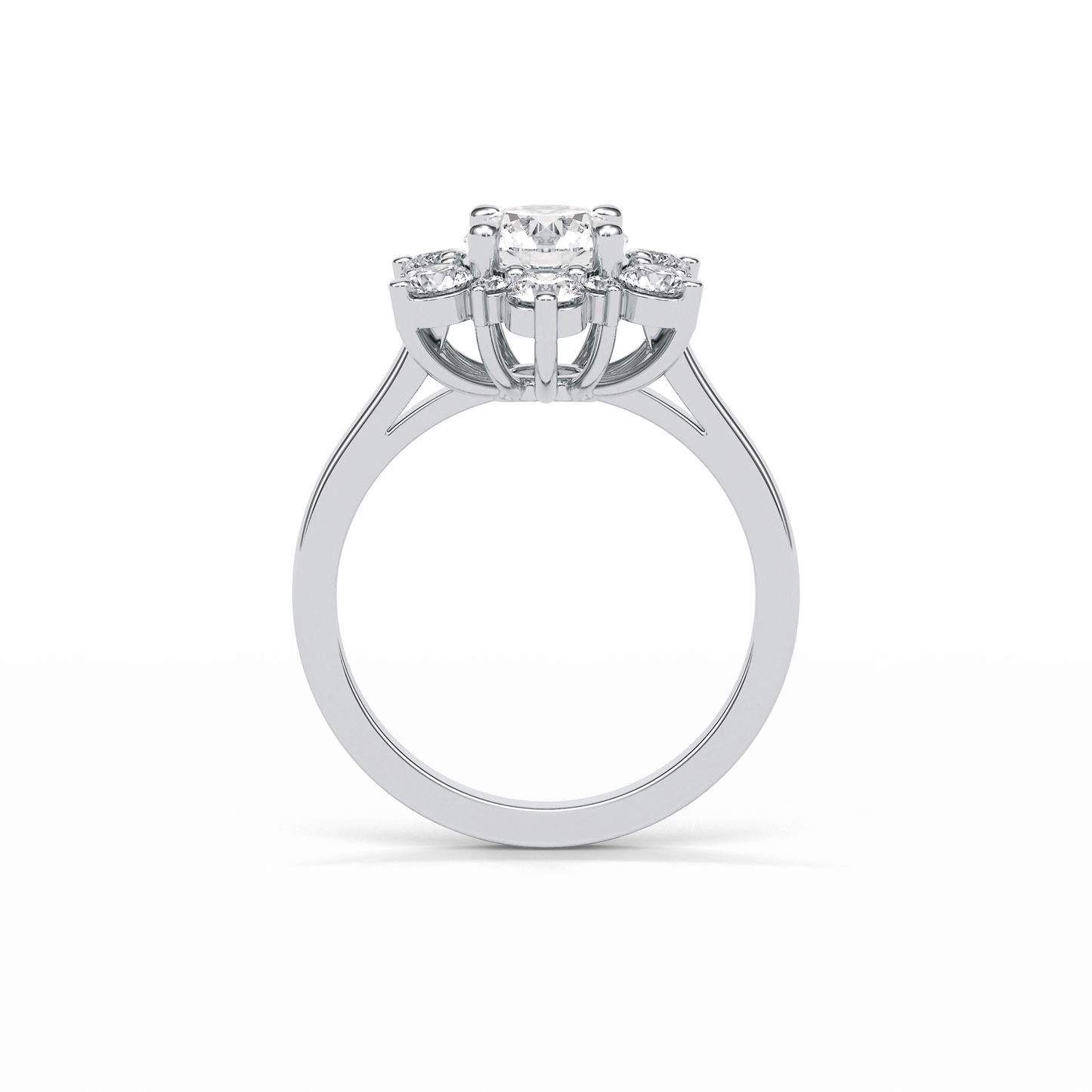 Round Cluster Lab Grown Diamond Engagement Ring