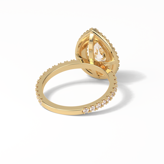 Pear Halo & Pave Lab Grown Diamond Engagement Ring
