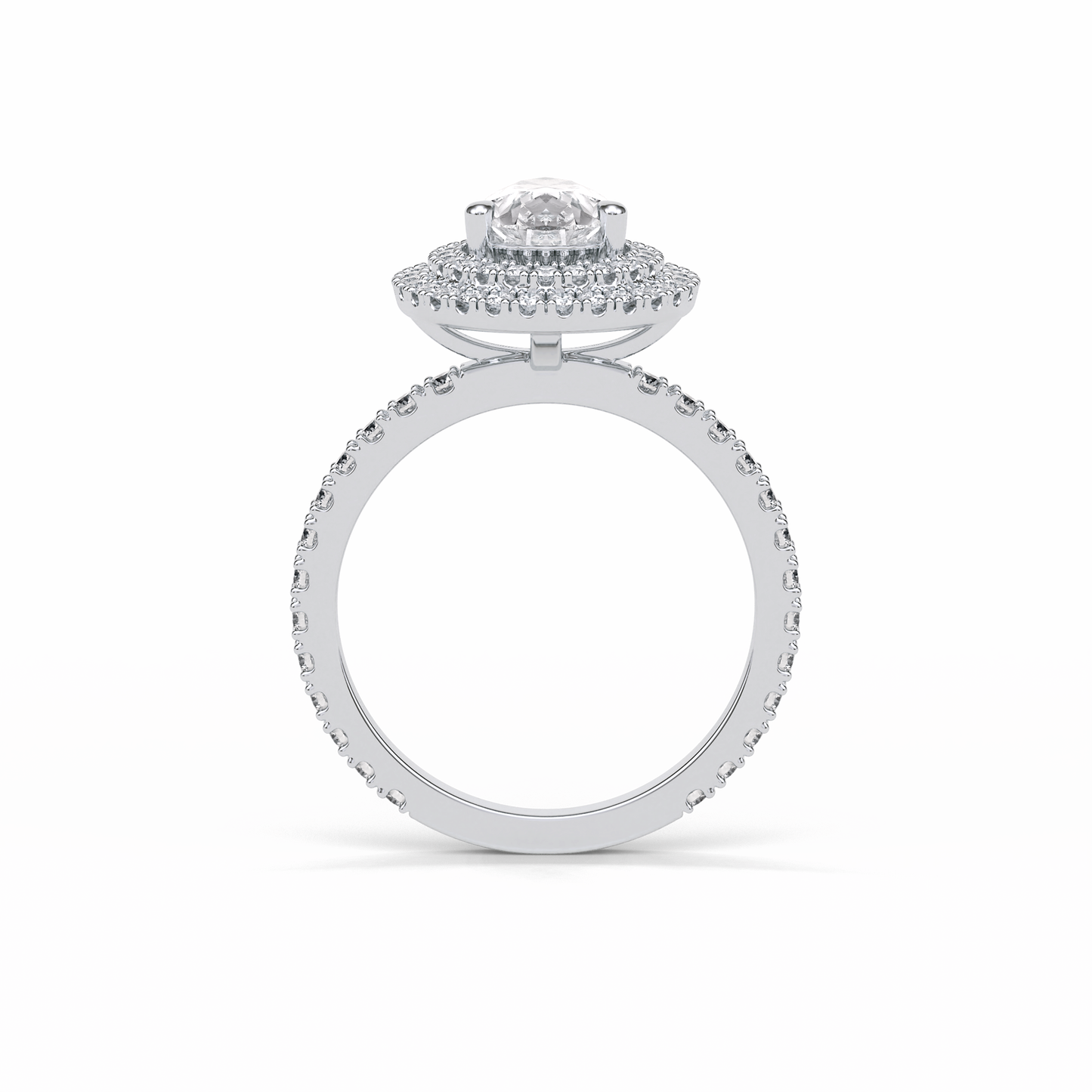 Pear Halo & Pave Lab Grown Diamond Engagement Ring