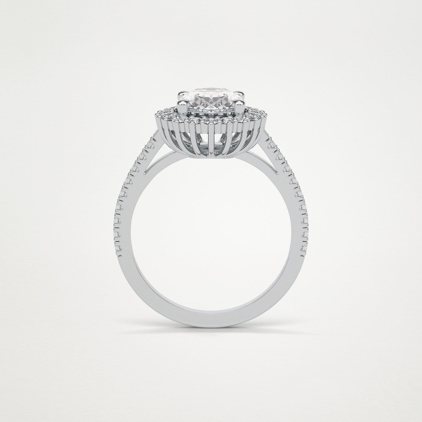 Oval Halo & Pave Lab Grown Diamond Engagement Ring